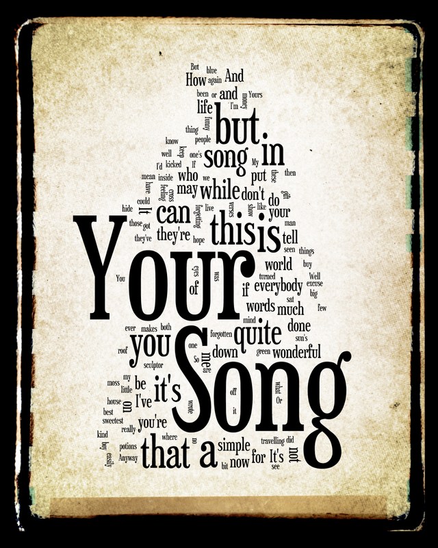 Your Song - Lyric Art - 8x10 Word Art Design